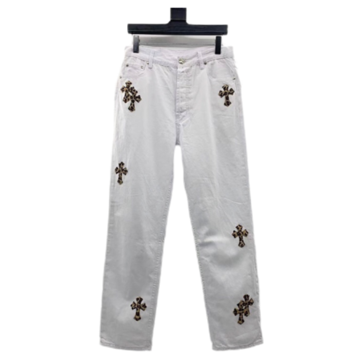 Chrome Heart White Leopard Cross Jeans Chrome Heart White Leopard Cross Jeans