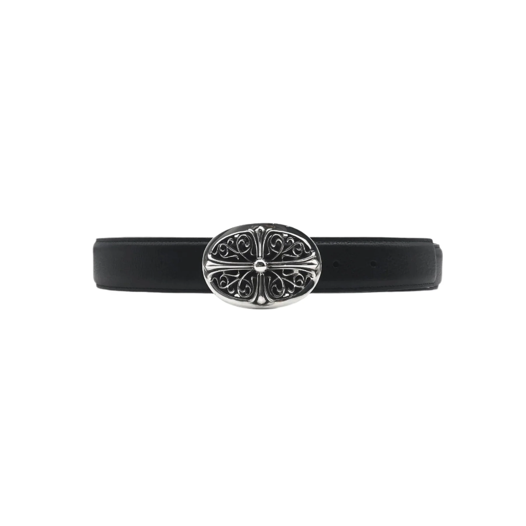 Chrome Hearts Silberner ovaler Gürtel mit Kreuzverschluss Chrome Hearts Silberner ovaler Gürtel mit Kreuzverschluss