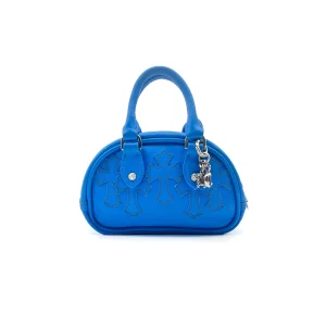 Electric Blue Leather Cross Patch Mini Gym Bag