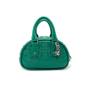 Leather Cross Patch Green Mini Gym Bag