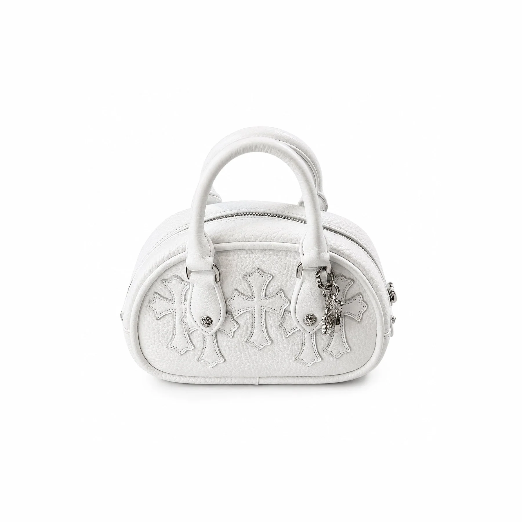 Leather Cross Patch White Mini Gym Bag Leather Cross Patch White Mini Gym Bag