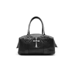 Monica Leather Large Cross Dagger Zip Handbag