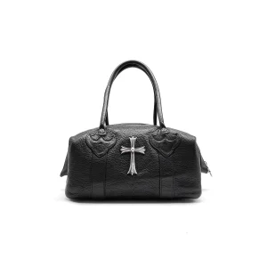 Monica Leather Large Cross Dagger Zip Handbag