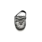 Silver BS Fleur Glitter Leather Mini Pouch
