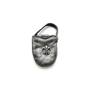 Silver BS Fleur Glitter Leather Mini Pouch