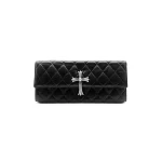 Silver Cross Quilted Leather Clutch Bag