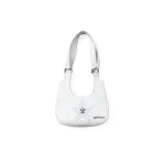White Leather Star Patch Shoulder Hobo Underarm Bag