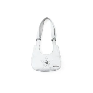 White Leather Star Patch Shoulder Hobo Underarm Bag