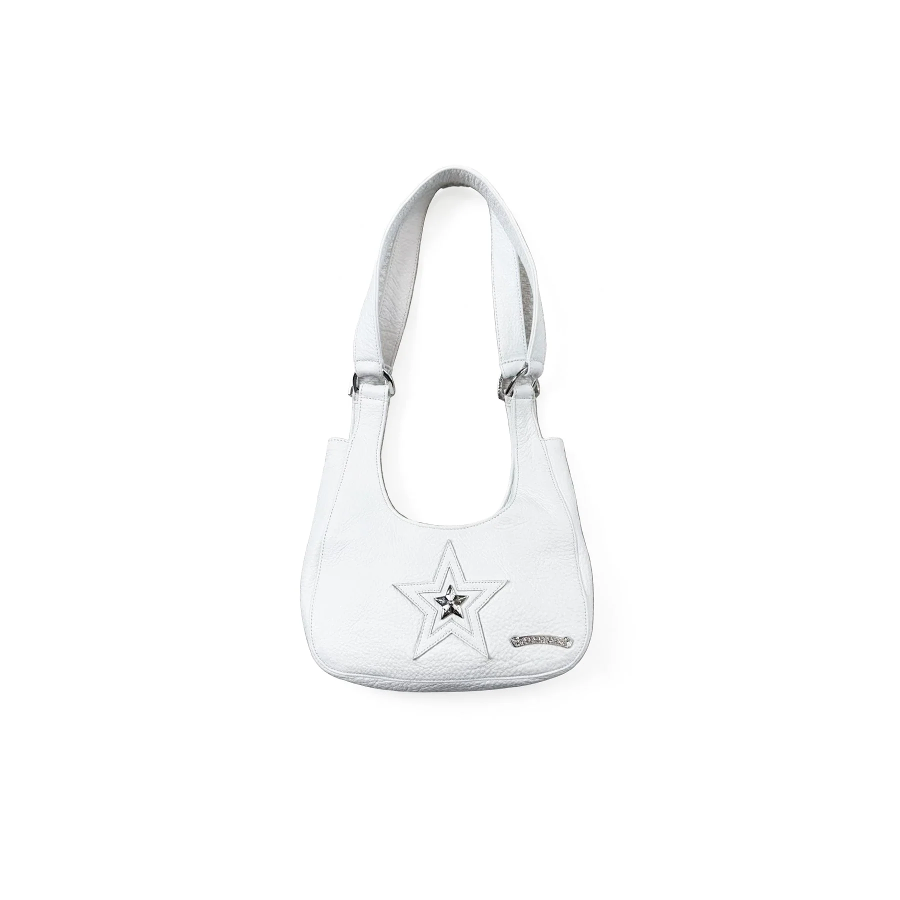 White Leather Star Patch Shoulder Hobo Underarm Bag White Leather Star Patch Shoulder Hobo Underarm Bag