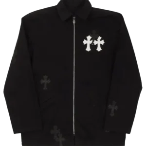 Chrome Hearts Cemetery Cross Arbeitsjacke mit Reißverschluss – Schwarz