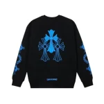 Chrome Hearts Sweatshirt mit blauem Logo und Rundhalsausschnitt – Schwarz